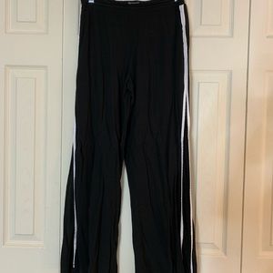 Black & White Pinstripe Slit Pants